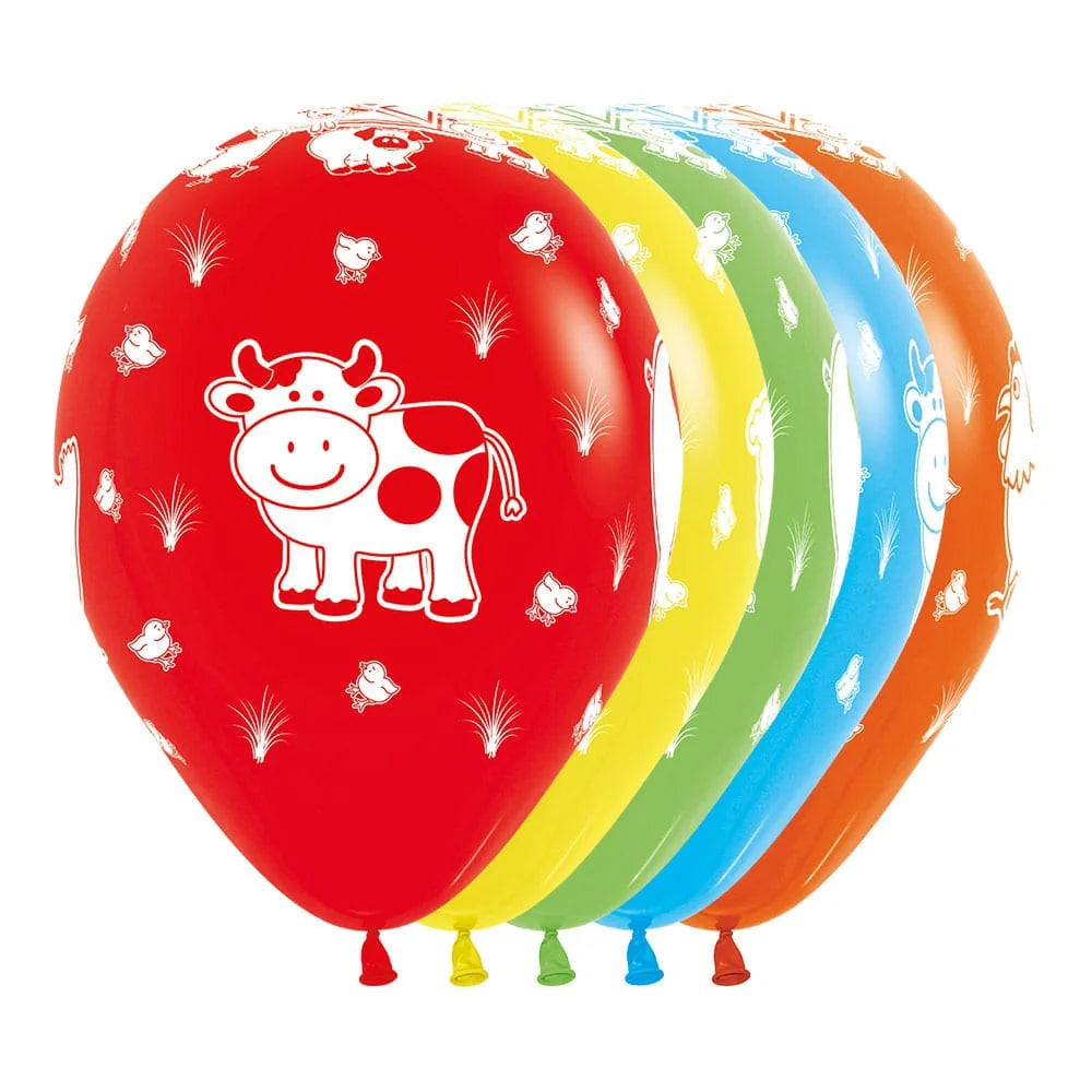 GLOBO LATEX REDONDO INFINITY ANIMALES DE LA GRANJA FASHION SURTIDO