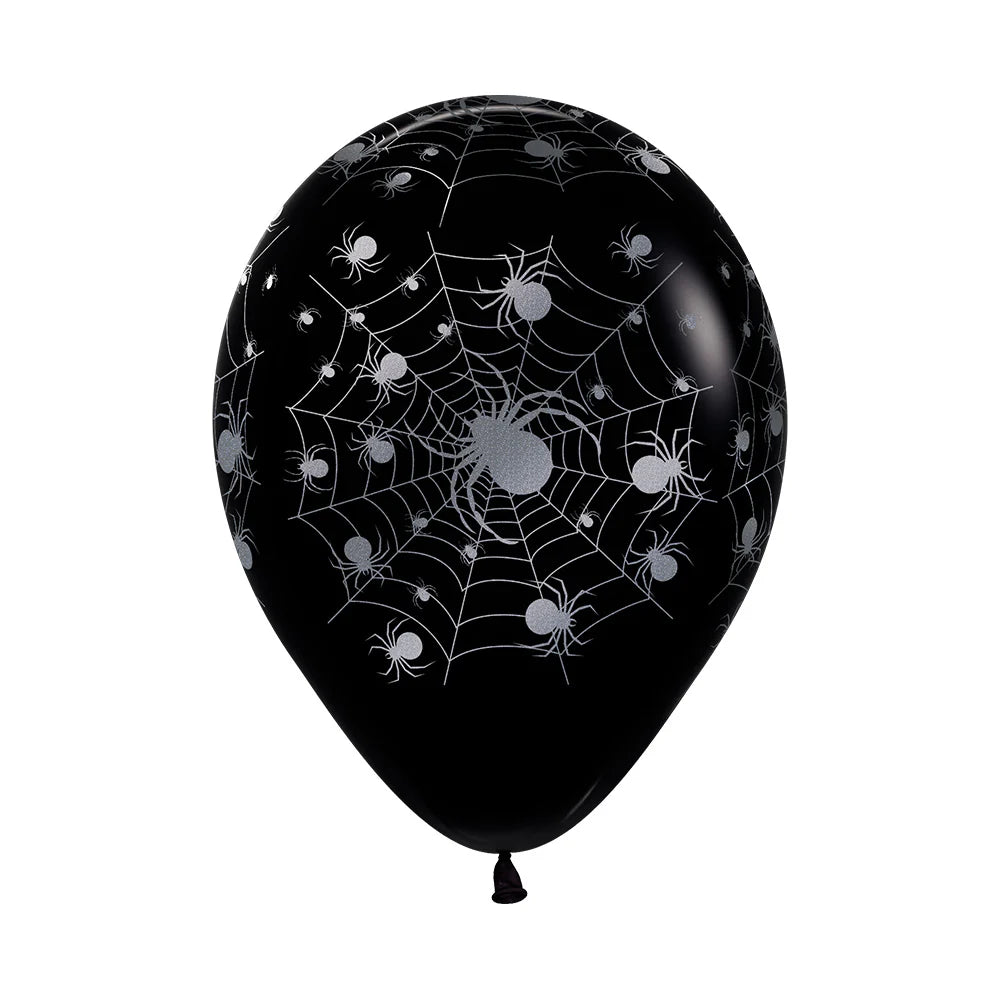 GLOBO LATEX REDONDO INFINITY ARAÑA METALIK FASHION NEGRO