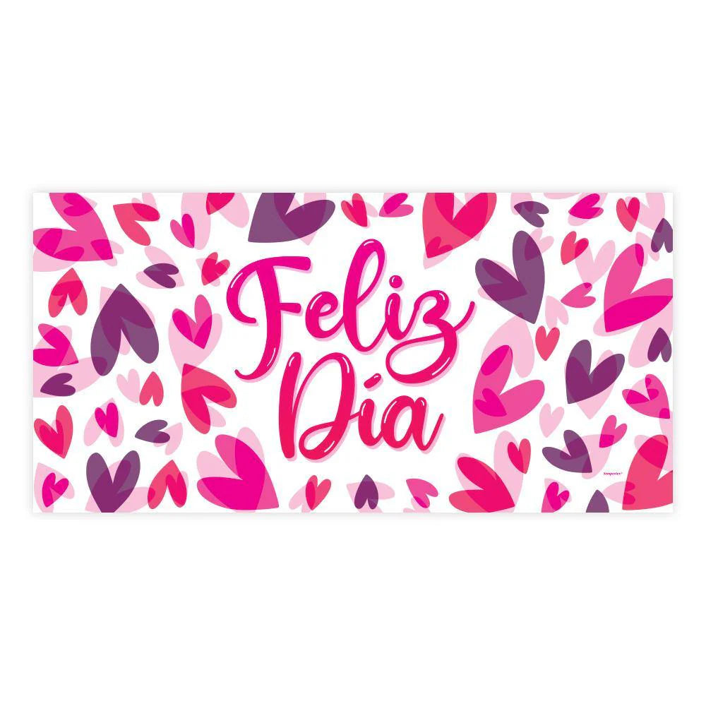 CARTEL FELIZ DIA CORAZONES MODERNOS