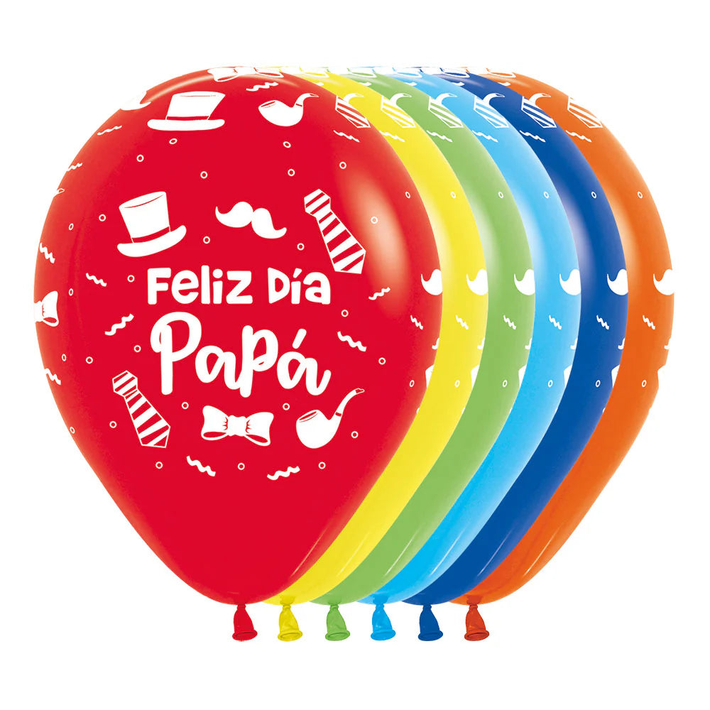 GLOBO LATEX REDONDO INFINITY® FELIZ DIA PAPA SOMBREROS FASHION SURTIDO