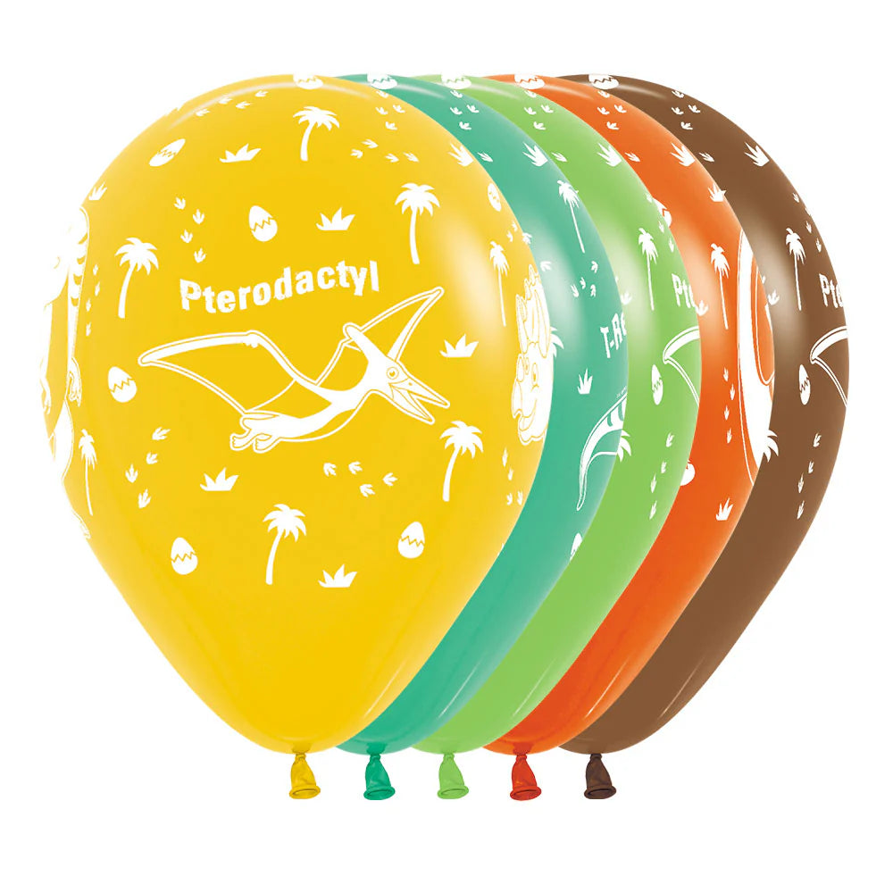 GLOBO LATEX REDONDO INFINITY® DINOSAURIO FASHION SURTIDO