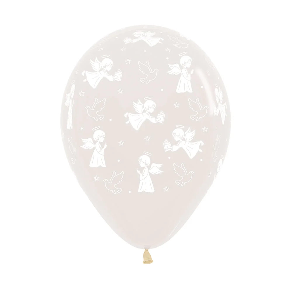 GLOBO LATEX REDONDO INFINITY® PALOMAS FASHION TRANSPARENTE