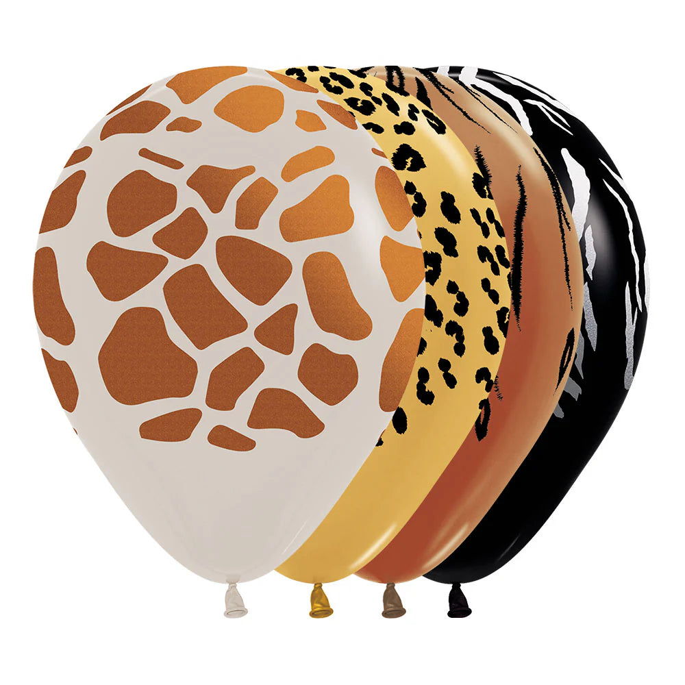 GLOBO LATEX REDONDO INFINITY ANIMAL PRINT FASHION Y METAL SURTIDO