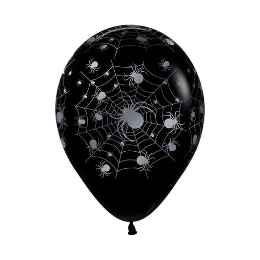 GLOBO LATEX REDONDO INFINITY ARAÑA METALIK FASHION NEGRO