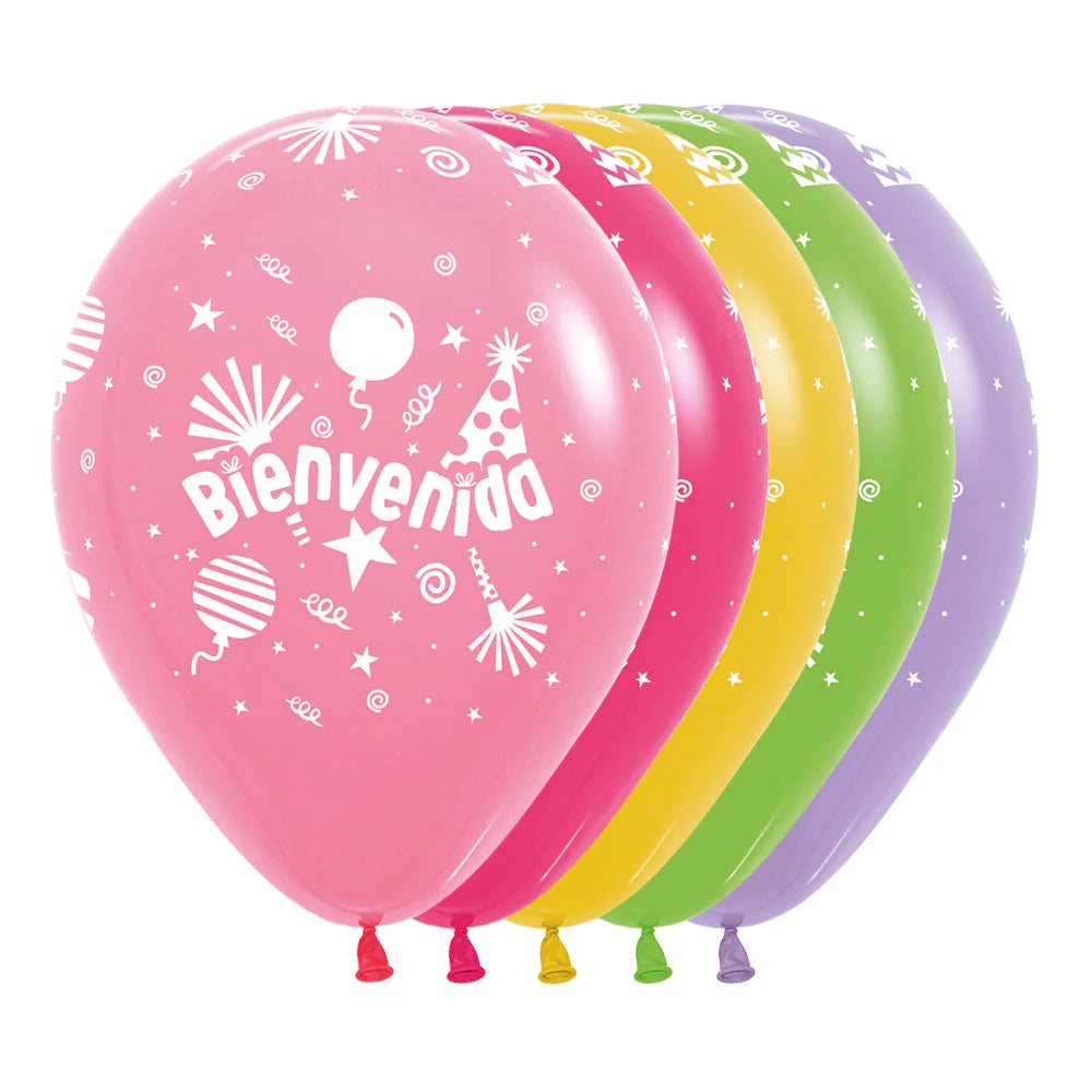 GLOBO LATEX REDONDO INFINITY BIENVENIDA FASHION SURTIDO