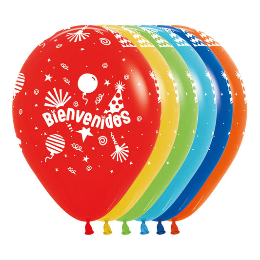 GLOBO LATEX REDONDO INFINITY BIENVENIDOS FASHION SURTIDO