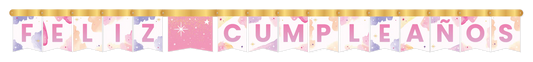 CARTEL DE LETRAS FELIZ CUMPLEAÑOS ACUARELA