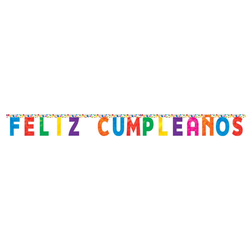 CARTEL LETRAS FELIZ CUMPLEAÑOS TRIANGULOS COLORIDOS