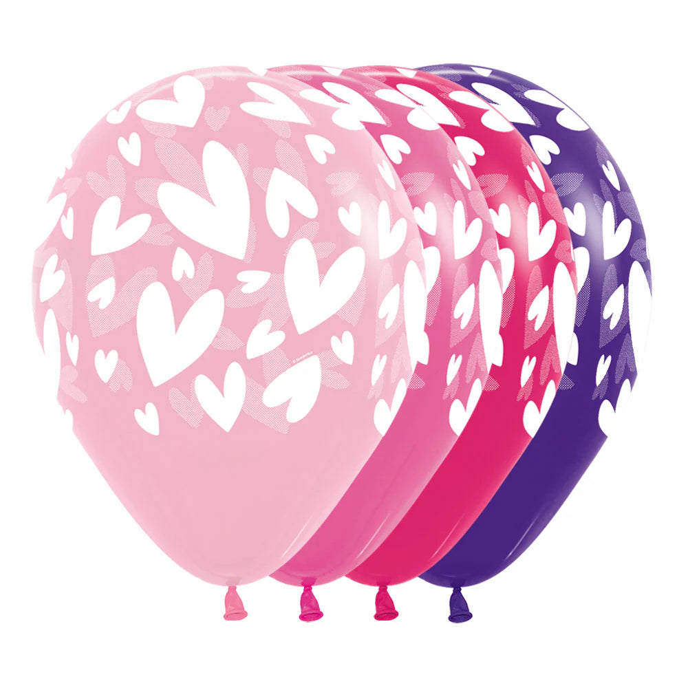 GLOBO LATEX REDONDO INFINITY CORAZONES MODERNOS FASHION SURTIDO