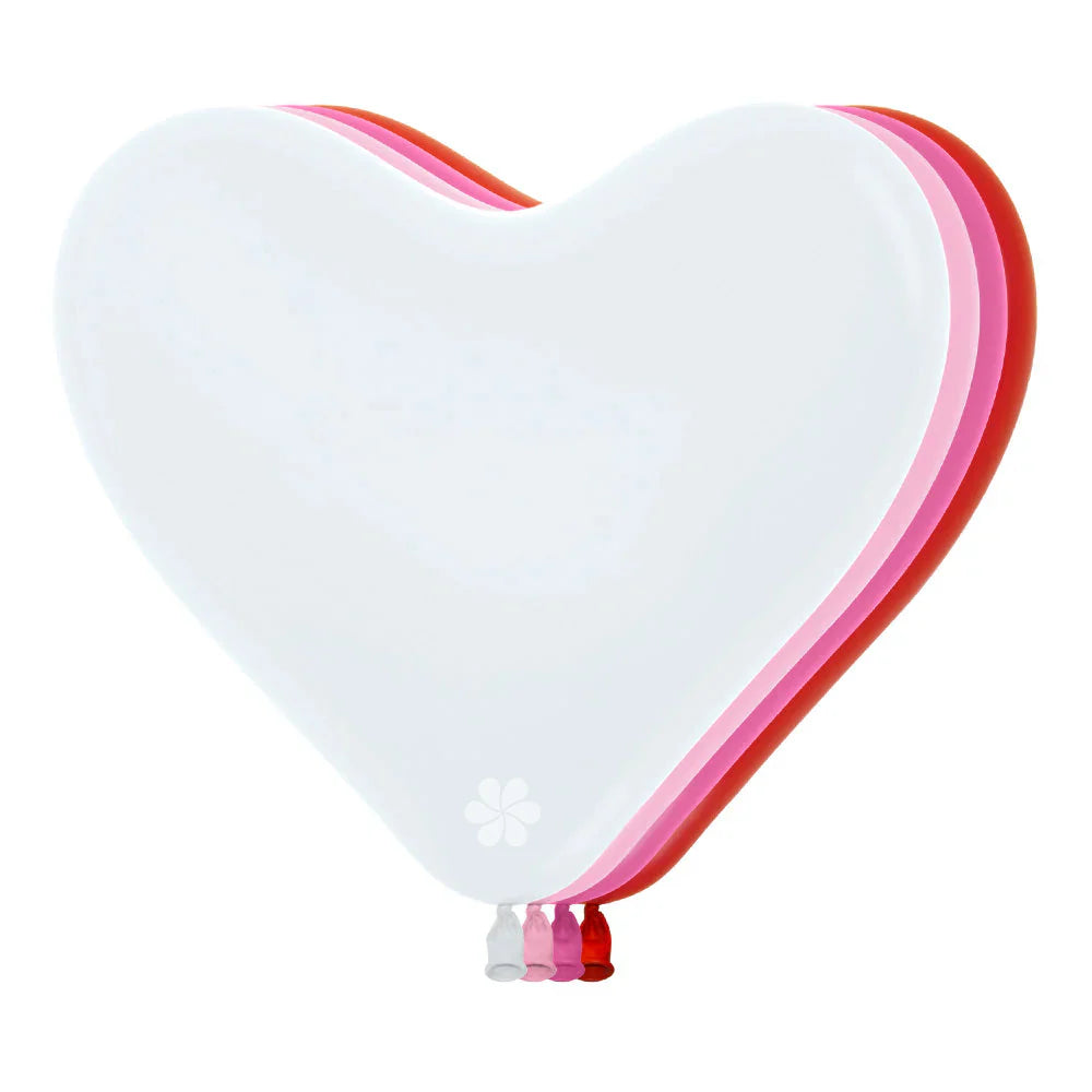 GLOBO LATEX CORAZON FASHION SURTIDO DULCE ROJO- BLANCO-ROSADO