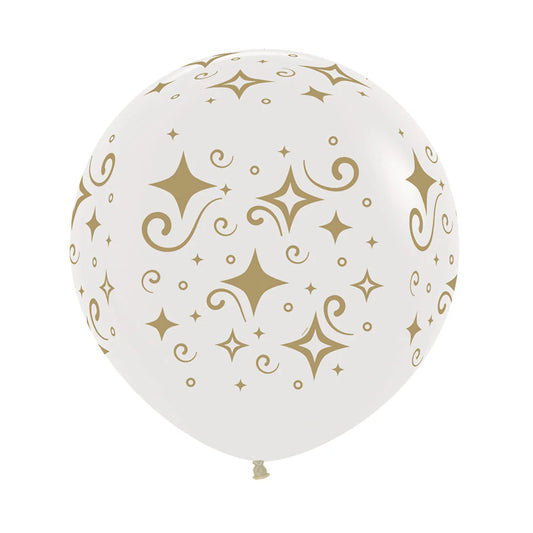 GLOBO LATEX REDONDO INFINITY DIAMANTE DORADOS FASHION TRANSPARENTE