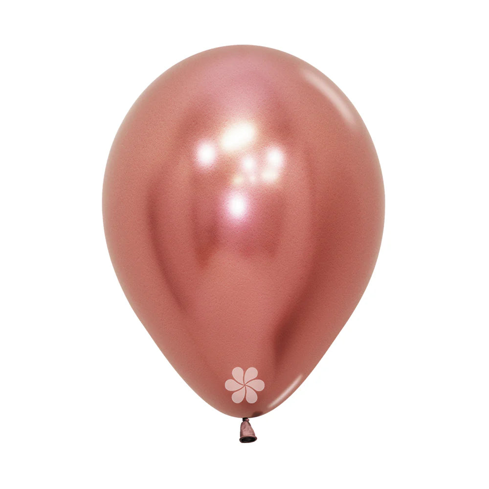 GLOBO LATEX REDONDO REFLEX DORADO ROSA