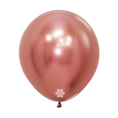 GLOBO LATEX REDONDO REFLEX DORADO ROSA