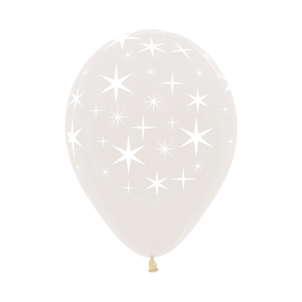 GLOBO LATEX REDONDO INFINITY ESTRELLAS BOLD FASHION TRANSPARENTE