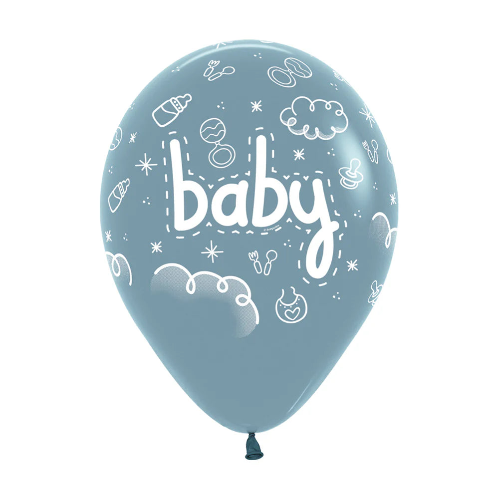 GLOBO LATEX REDONDO INFINITY® BABY PASTEL DUSK AZUL