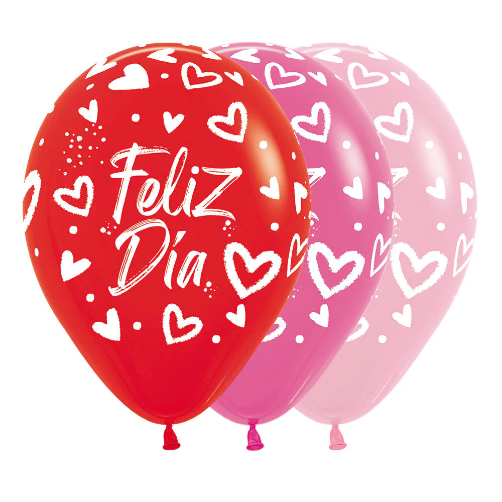 GLOBO LATEX REDONDO INFINITY® CORAZONES BRILLANTES FASHION & METAL SURTIDO
