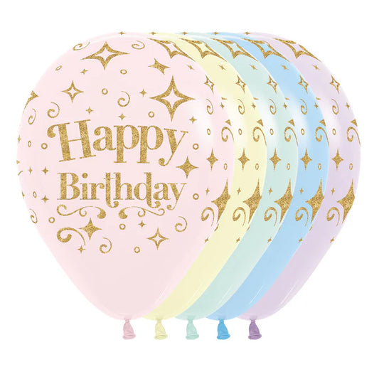 GLOBO LATEX REDONDO INFINITY® ESCARCHADO DIAMANTE DORADO PASTEL MATE SURTIDO