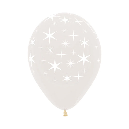 GLOBO LATEX REDONDO INFINITY® ESTRELLAS FASHION TRANSPARENTE