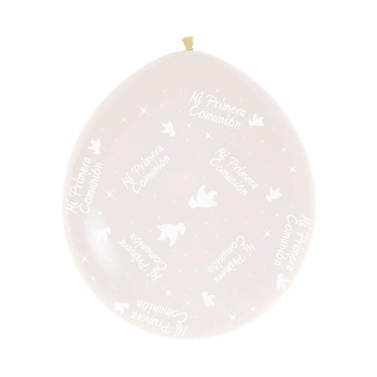 GLOBO LATEX REDONDO INFINITY® MI PRIMERA COMUNIÓN ANGELITO FASHION TRANSPARENTE