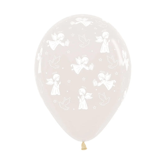 GLOBO LATEX REDONDO INFINITY® PALOMAS FASHION TRANSPARENTE