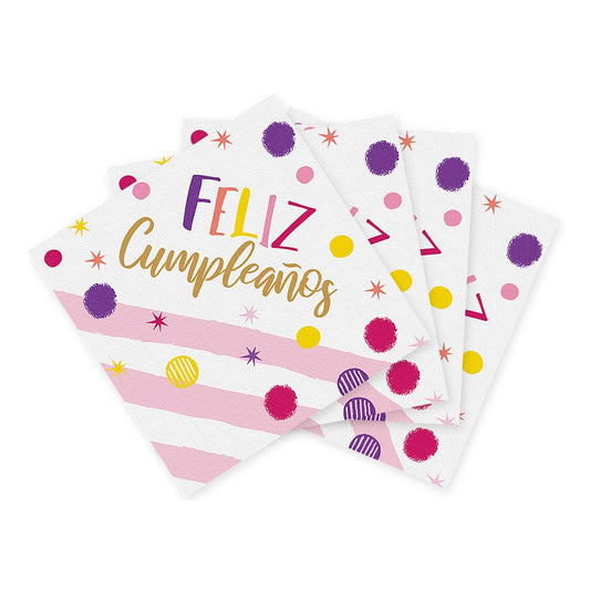 SERVILLETA FELIZ CUMPLEAÑOS DESTELLOS