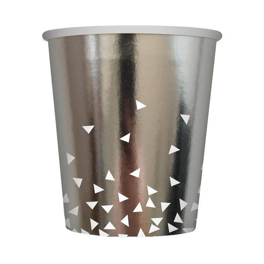 VASO TRIANGULOS PLATEADO MATE