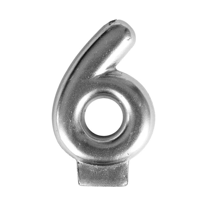 VELA NUMERICA METALIZADA PLATEADA #6